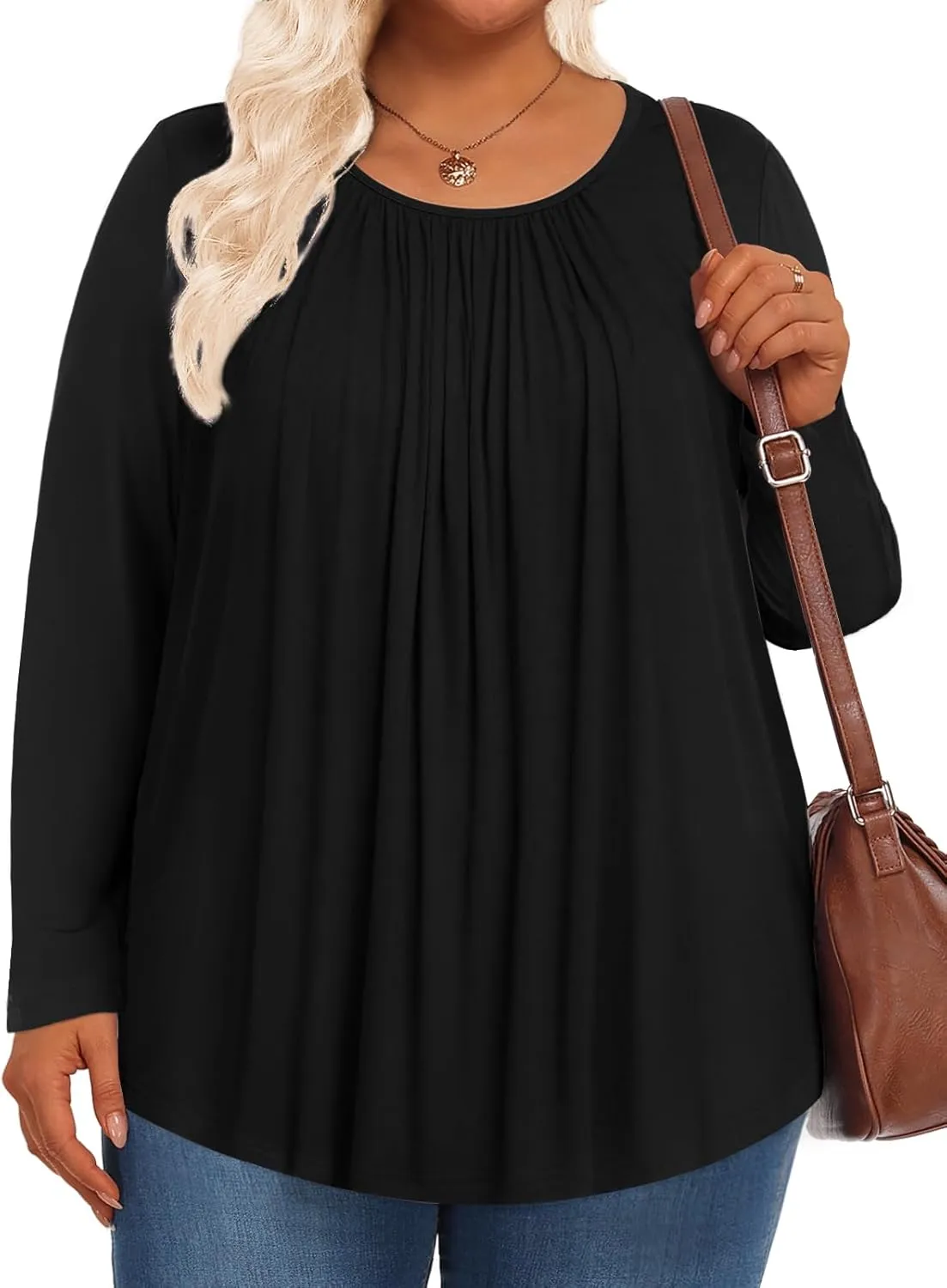 Womens Plus Size Tops Long Sleeve Shirts Fall Tunics Blouses Wear with Leggings