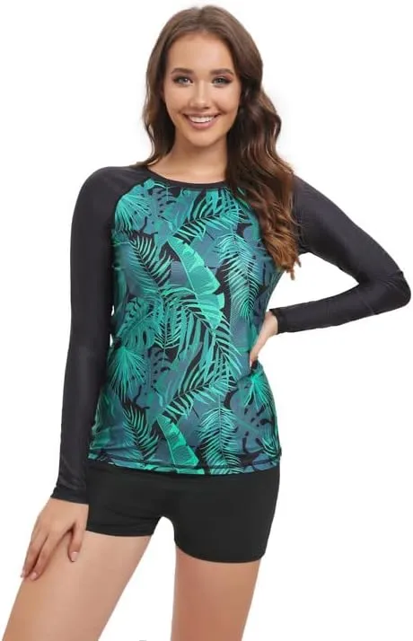 Women's Rash Guard UPF50  Sun Protection Swim Quick Dry Bathing Shirt Top for Woman Long Short Sleeve