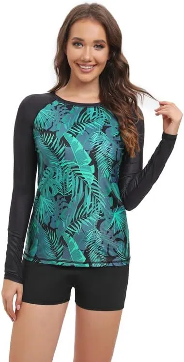 Women's Rash Guard UPF50  Sun Protection Swim Quick Dry Bathing Shirt Top for Woman Long Short Sleeve