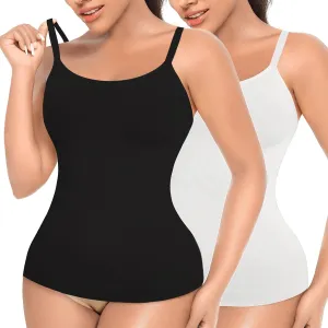 Womens Shapewear Tank Tops with Built in Bra Tummy Control Cami Shaper Compression Shaping Tops