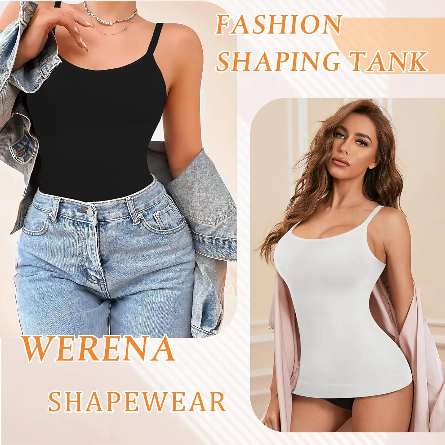 Womens Shapewear Tank Tops with Built in Bra Tummy Control Cami Shaper Compression Shaping Tops