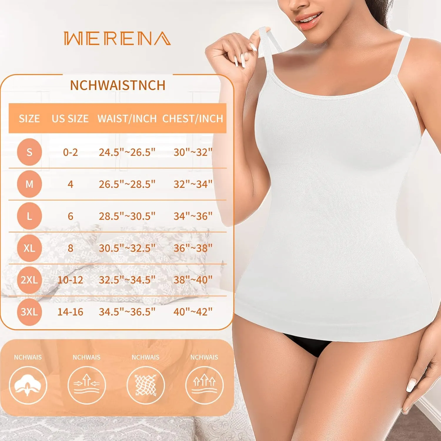 Womens Shapewear Tank Tops with Built in Bra Tummy Control Cami Shaper Compression Shaping Tops