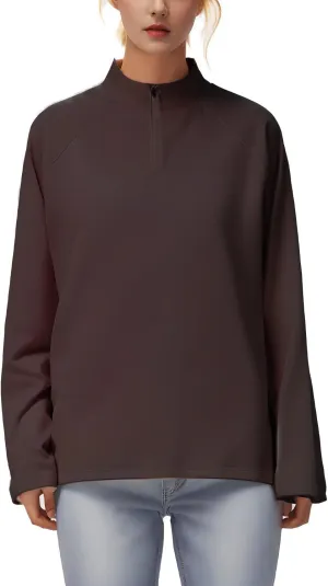 Women's Shirts Long Sleeve 1/4 Zip Quick Dry Workout Hiking Athletic Shirts Athletic Running Yog Zip Up Jackets