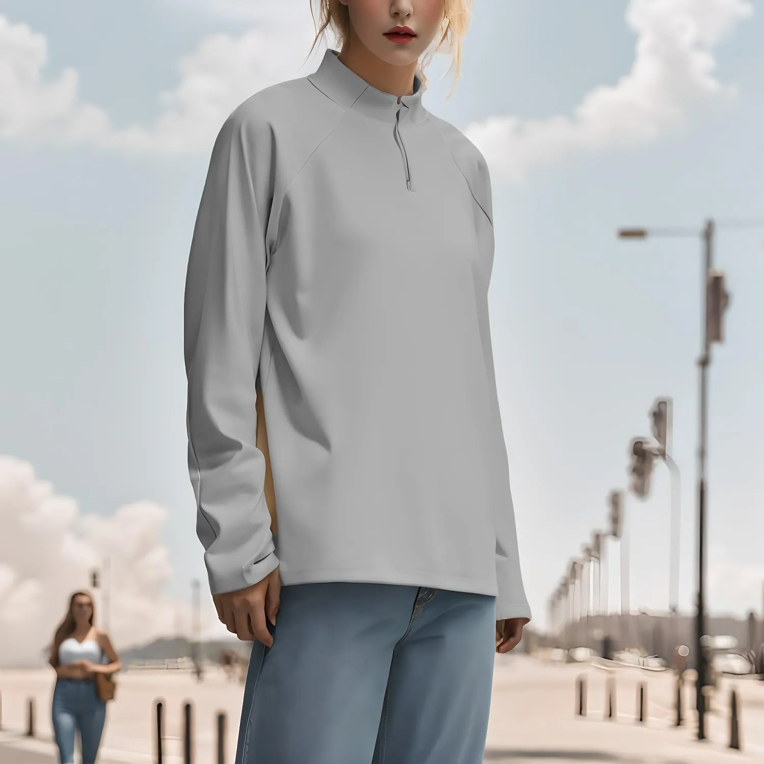Women's Shirts Long Sleeve 1/4 Zip Quick Dry Workout Hiking Athletic Shirts Athletic Running Yog Zip Up Jackets