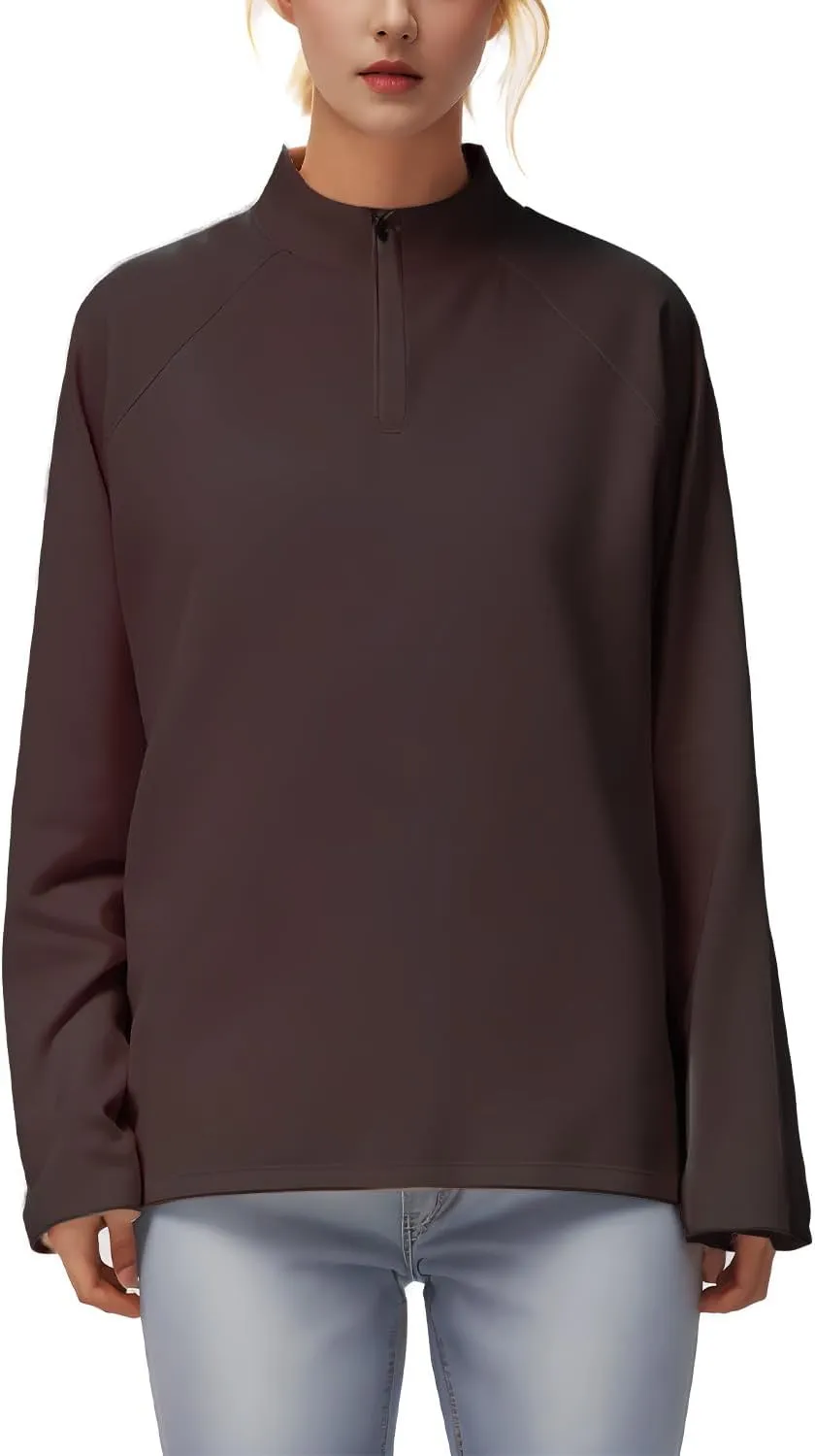 Women's Shirts Long Sleeve 1/4 Zip Quick Dry Workout Hiking Athletic Shirts Athletic Running Yog Zip Up Jackets
