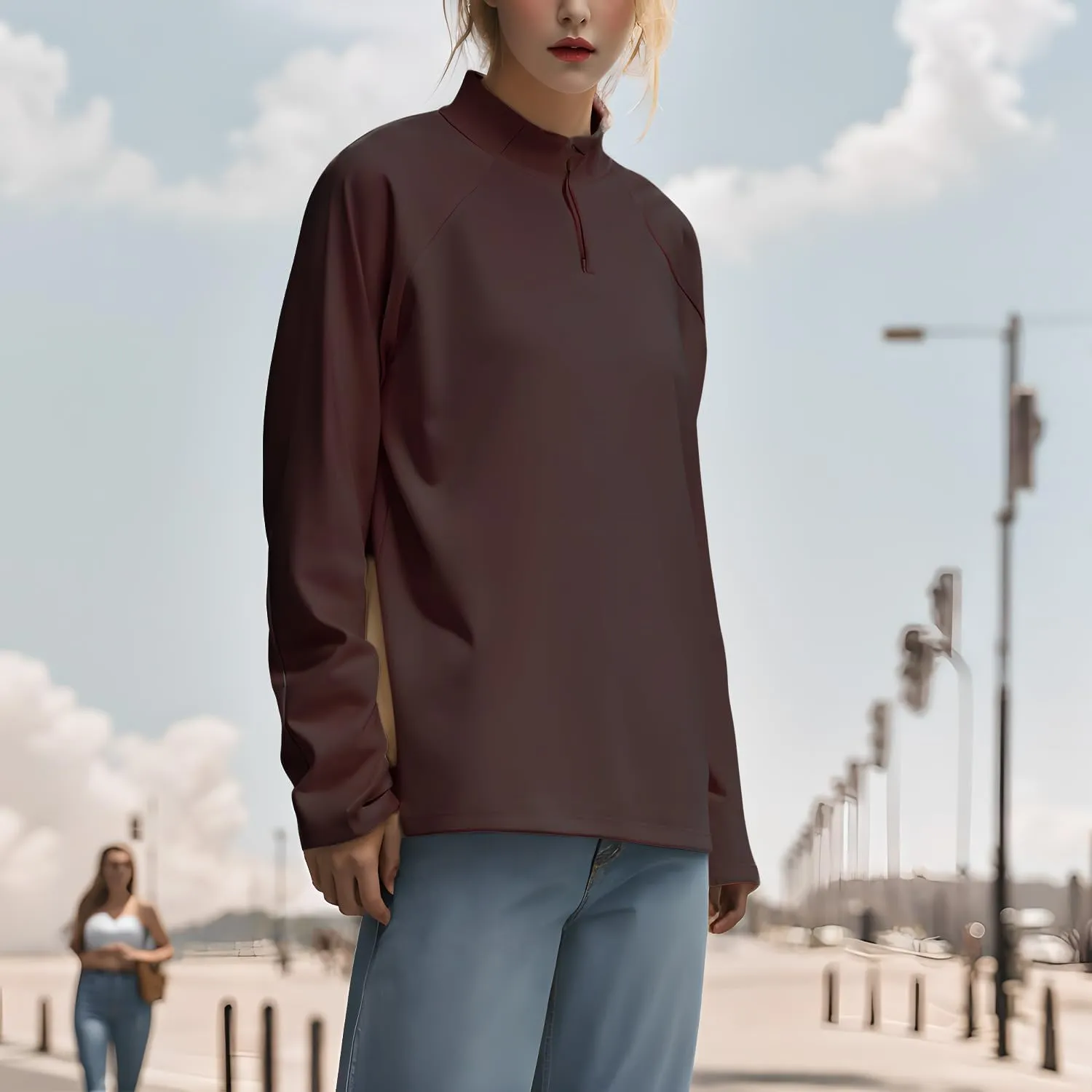 Women's Shirts Long Sleeve 1/4 Zip Quick Dry Workout Hiking Athletic Shirts Athletic Running Yog Zip Up Jackets