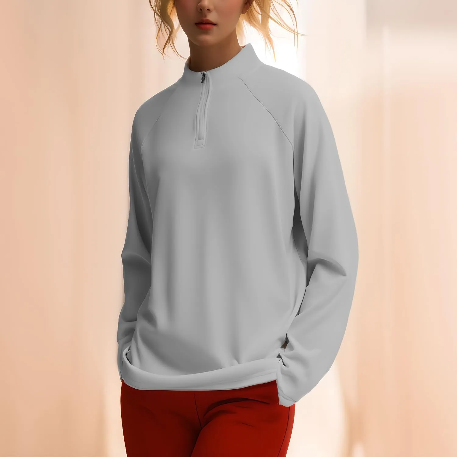 Women's Shirts Long Sleeve 1/4 Zip Quick Dry Workout Hiking Athletic Shirts Athletic Running Yog Zip Up Jackets