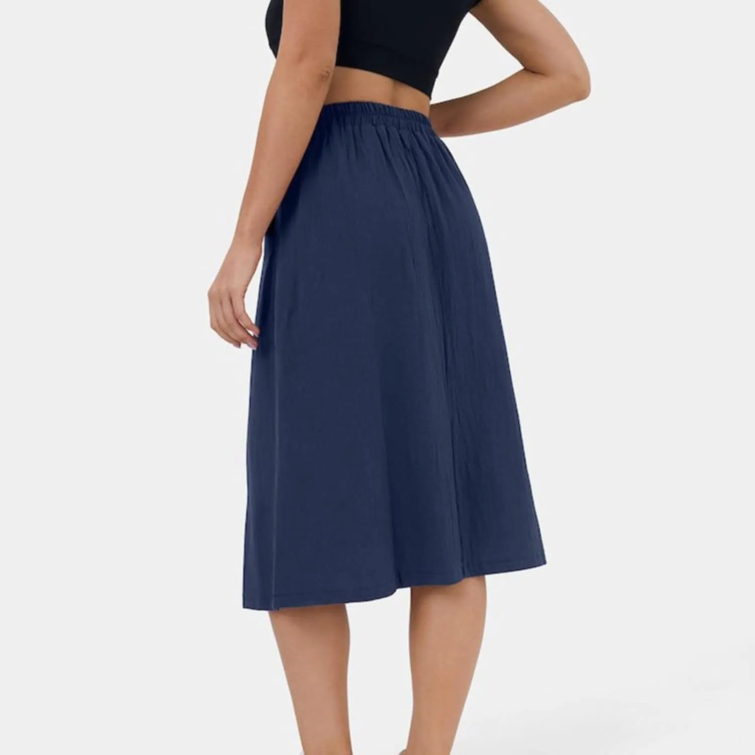 Womens Short Skirt 2024 Women Casual Skirts Frill Tie Waist A Line Midi Skirt With Pockets White Pleated Skirt