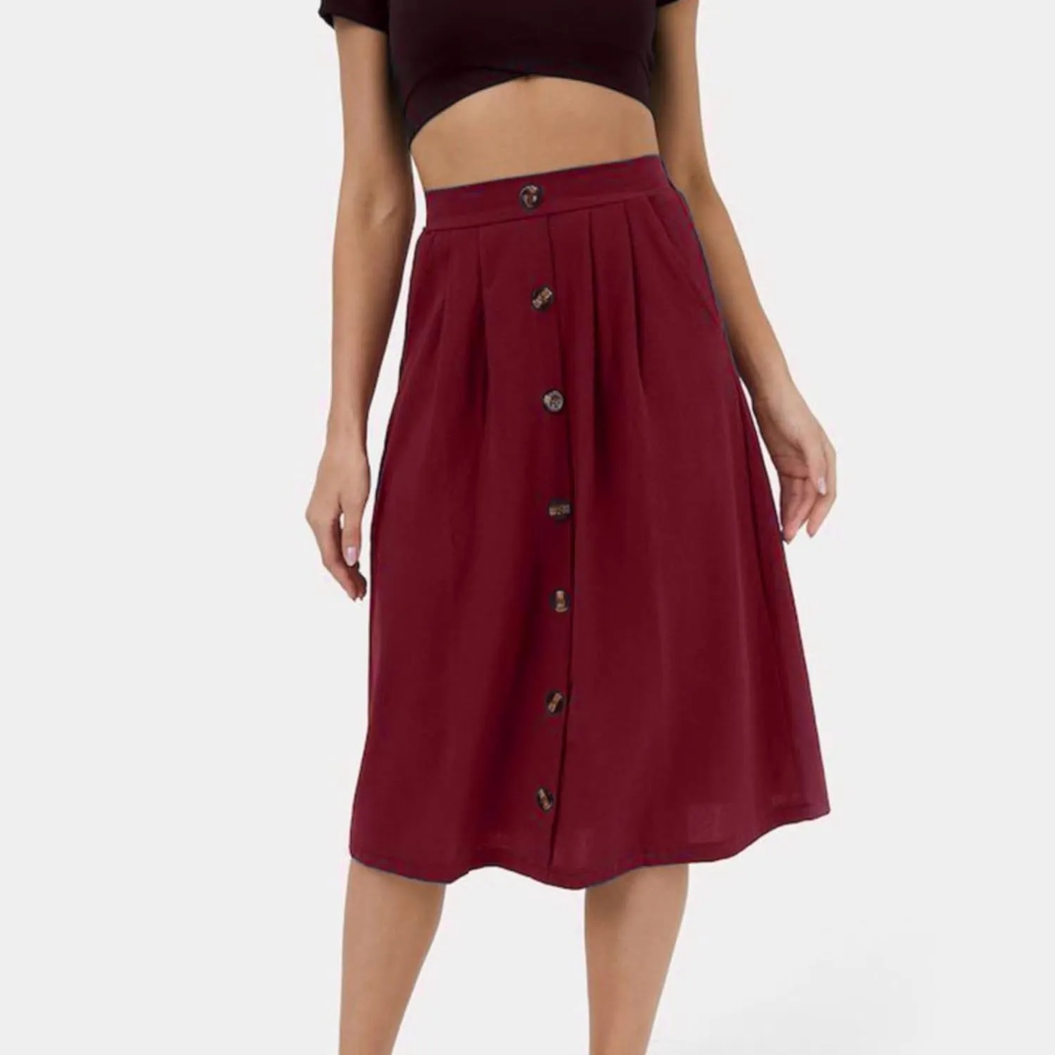 Womens Short Skirt 2024 Women Casual Skirts Frill Tie Waist A Line Midi Skirt With Pockets White Pleated Skirt