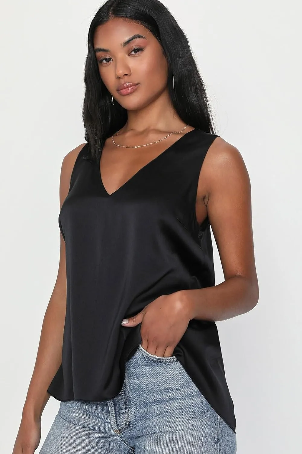 Womens Silk Satin Tank Tops Casual Camisole Cami Sleeveless Blouses Summer Basic Shirt