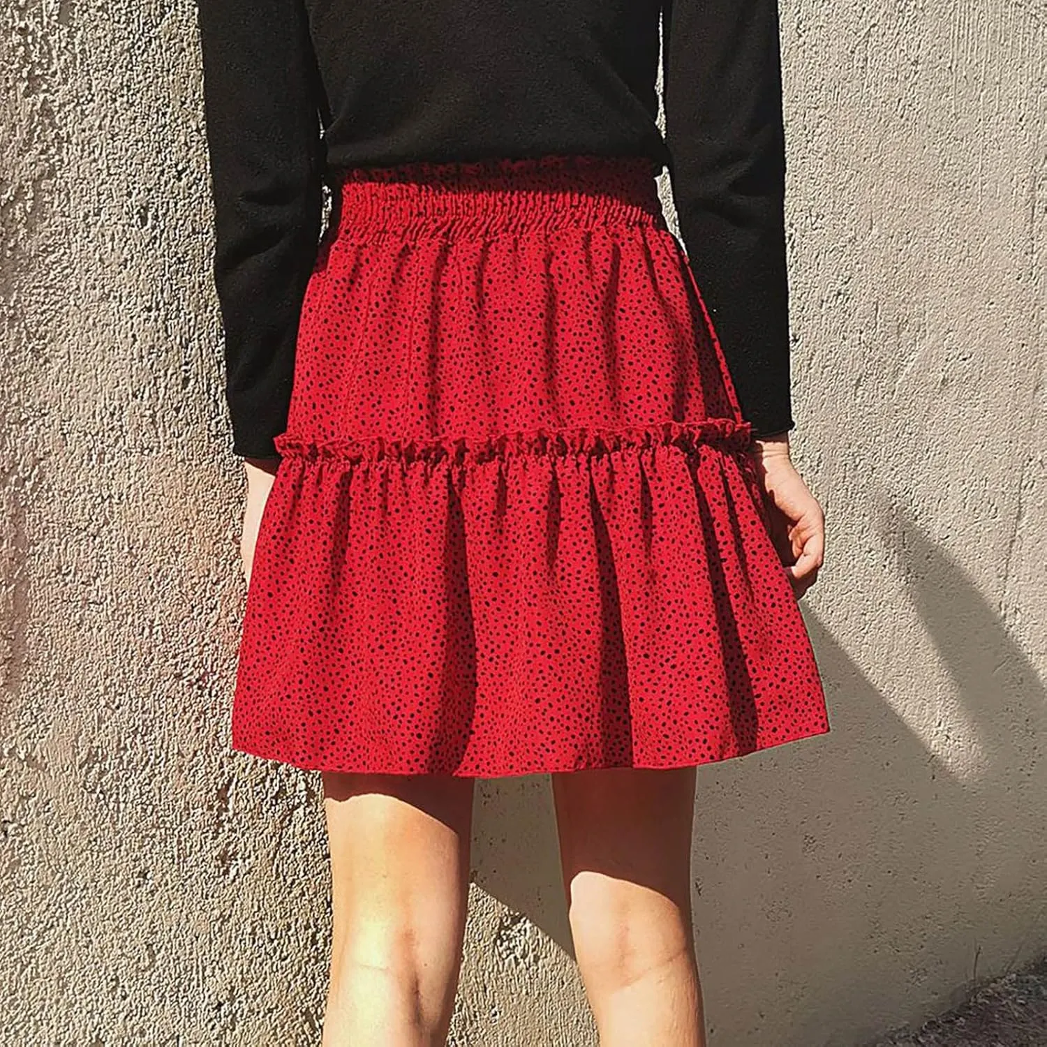 Women's Summer High Waist Ruffle Tiered Mini Skirt Printed A line Beach Cute Ballet Skirts Spring Dresses Mini