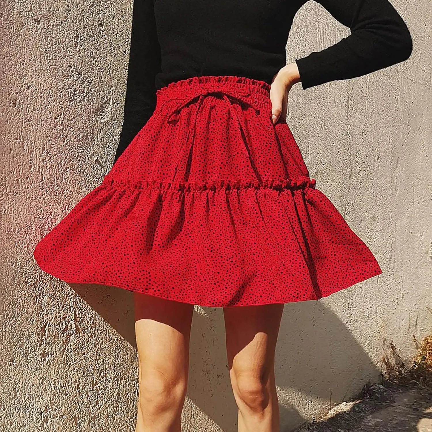 Women's Summer High Waist Ruffle Tiered Mini Skirt Printed A line Beach Cute Ballet Skirts Spring Dresses Mini