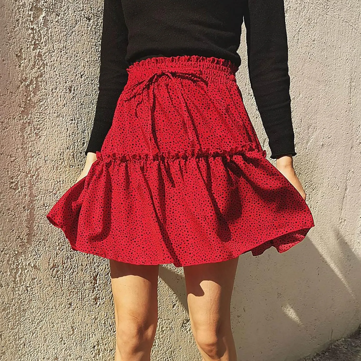 Women's Summer High Waist Ruffle Tiered Mini Skirt Printed A line Beach Cute Ballet Skirts Spring Dresses Mini
