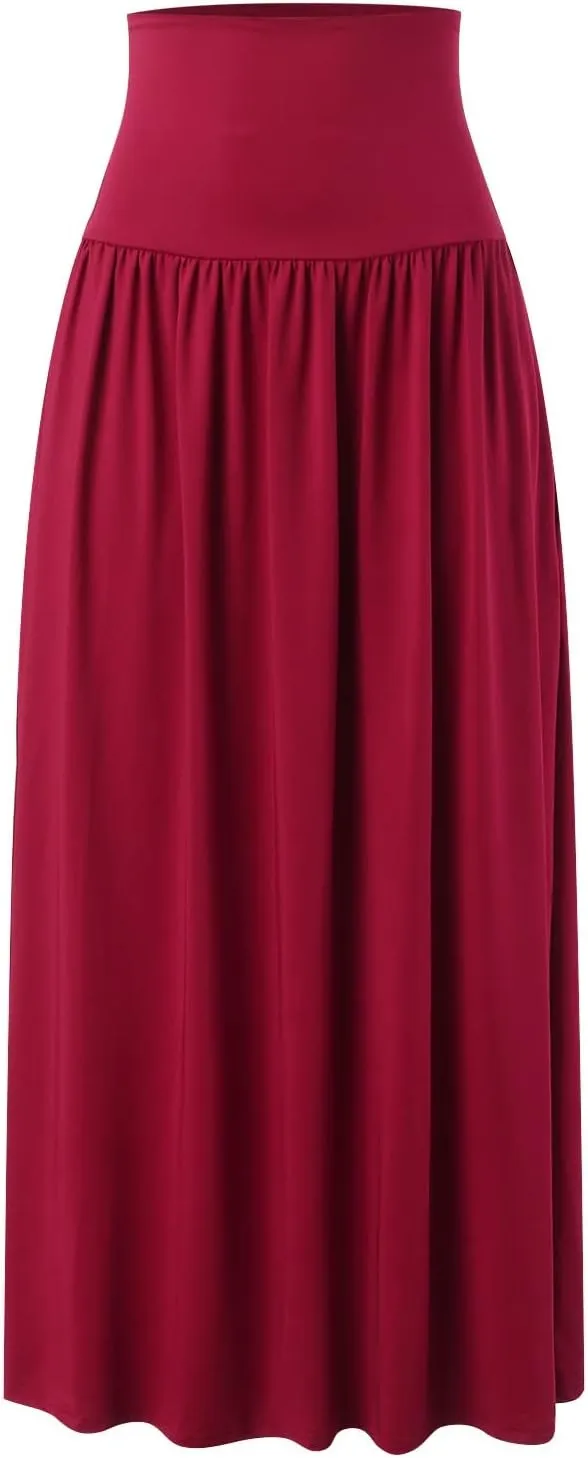 Womens Summer Skirts Womens Cotton Linen Skirts Spring Summer A Line Pleated Maxi Midi Skirt With Pockets Black Skirt