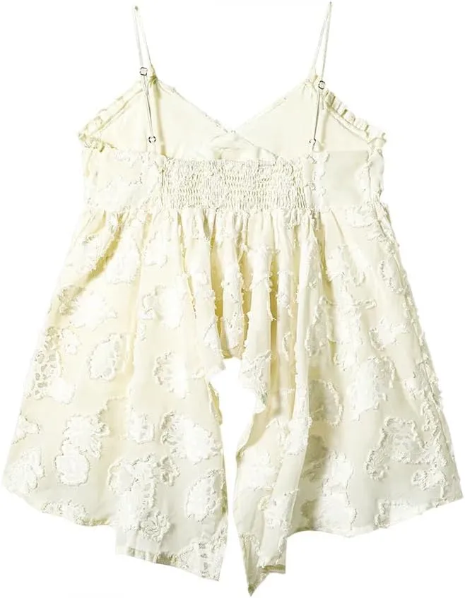 Women's V-Neck Camisole Sleevless Lace-Up Irregular Short Slim Suspender Tops