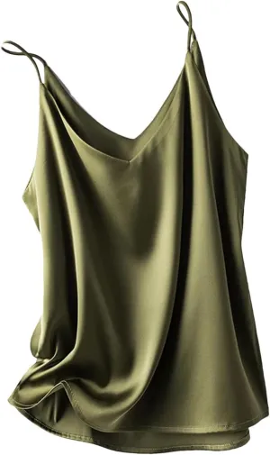 Women's V-Neck Silk Camisole Summer All-Match Bottoming Shirt Loose Fit Sleeveless Blouses