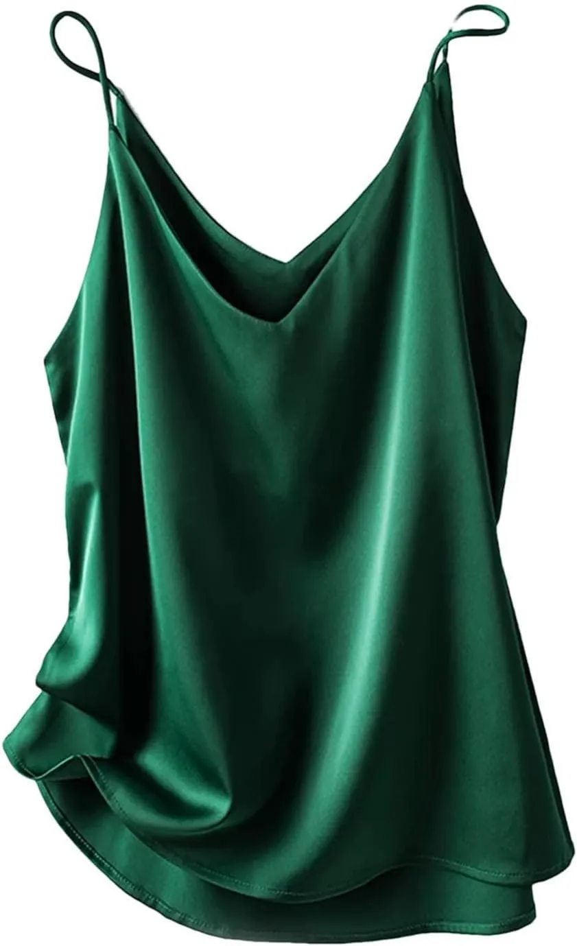 Women's V-Neck Silk Camisole Summer All-Match Bottoming Shirt Loose Fit Sleeveless Blouses