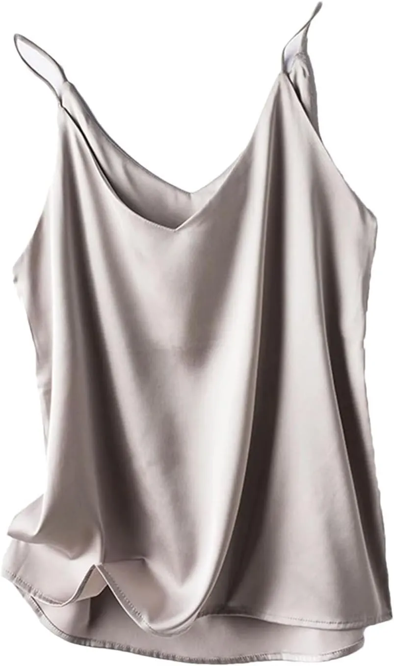 Women's V-Neck Silk Camisole Summer All-Match Bottoming Shirt Loose Fit Sleeveless Blouses