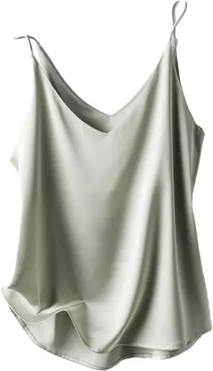 Women's V-Neck Silk Camisole Summer All-Match Bottoming Shirt Loose Fit Sleeveless Blouses