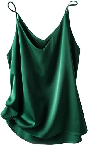 Women's V-Neck Silk Camisole Summer All-Match Bottoming Shirt Loose Fit Sleeveless Blouses