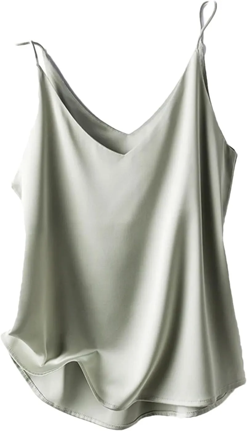 Women's V-Neck Silk Camisole Summer All-Match Bottoming Shirt Loose Fit Sleeveless Blouses