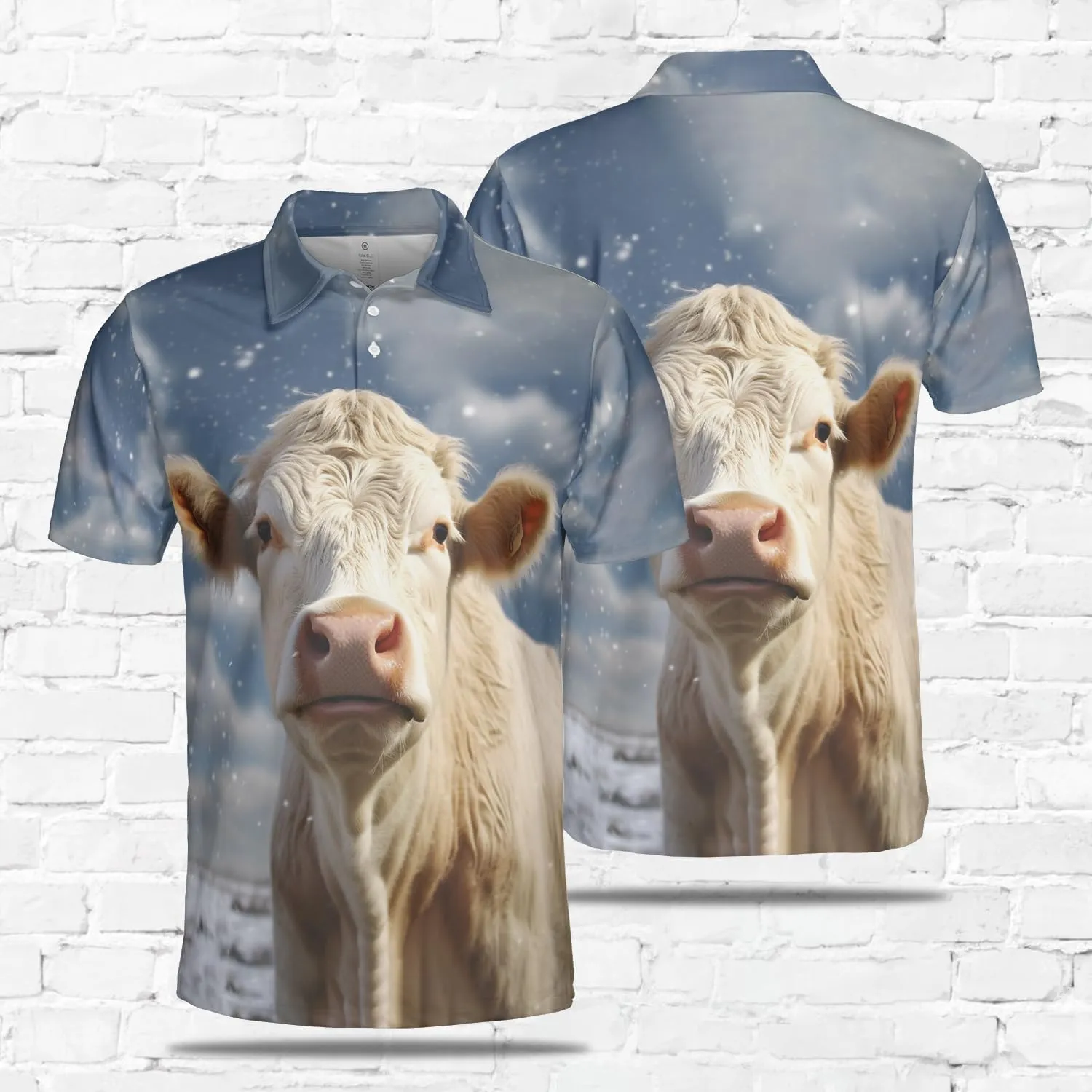 Xmas Cow Polo Shirts for Men - Galaxy Cat Mens Quick Dry Short Sleeve Polo Shirts Series 29