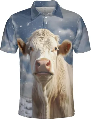 Xmas Cow Polo Shirts for Men - Galaxy Cat Mens Quick Dry Short Sleeve Polo Shirts Series 29