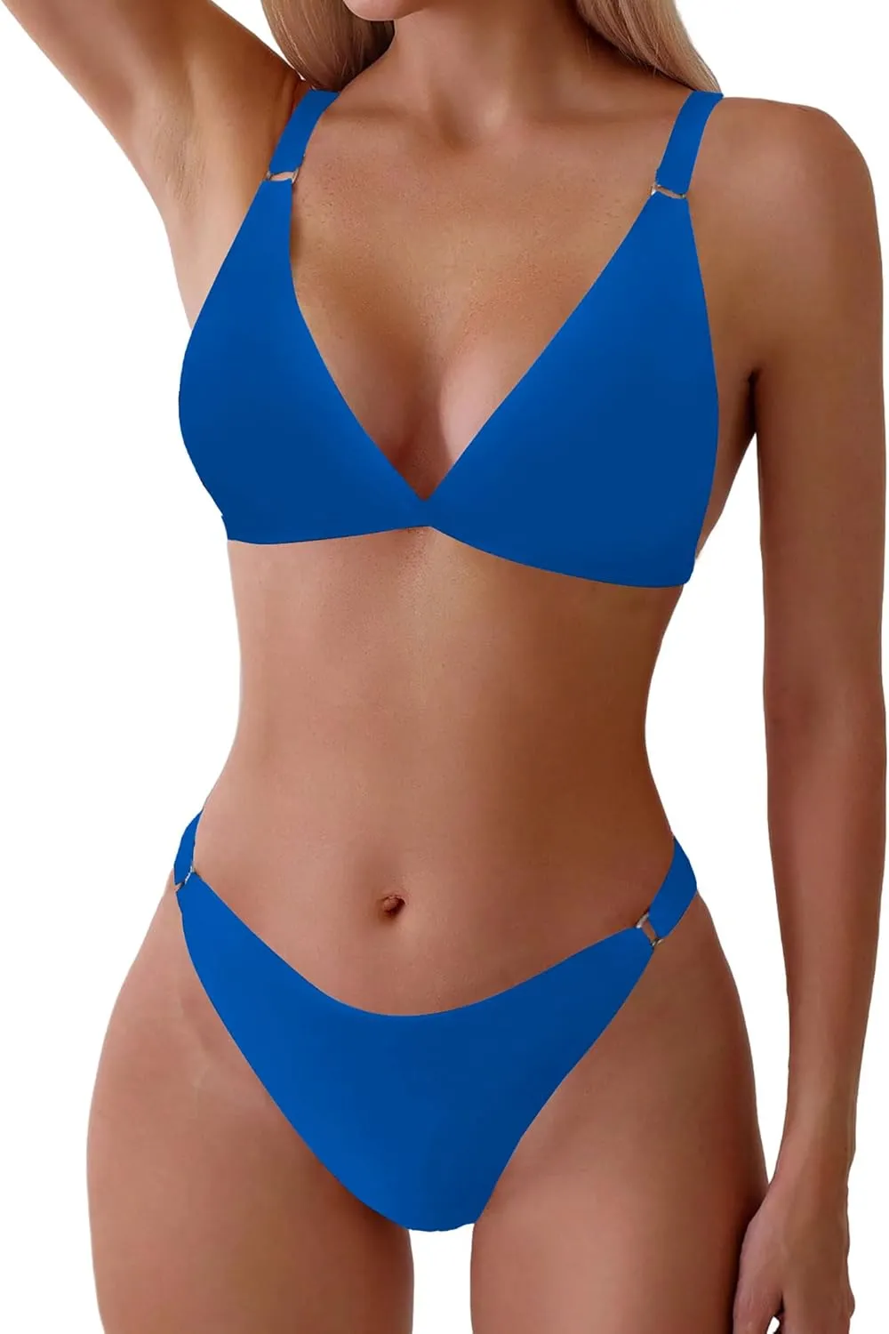 ZAFUL Women's 2 Piece Floral Print Swimsuit Triangle String High Cut Bikini Sets Bathing Suit