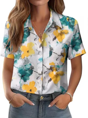 Zeagoo Womens Button Down Shirt Bust Pocket Short Sleeve Blouses Business Casual Work Tops Summer Outfits